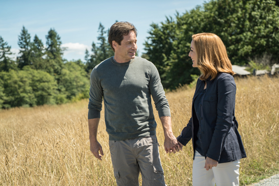 THE X-FILES: L-R: David Duchovny and Gillian Anderson in the "Babylon" episode of THE X-FILES airing Monday, Feb. 15 (8:00-9:00 PM ET/PT) on FOX. ©2016 Fox Broadcasting Co. Cr: Ed Araquel/FOX
